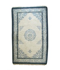 Chinese Peking Style Rug, Blue and White, 1960’s , Handmade in India