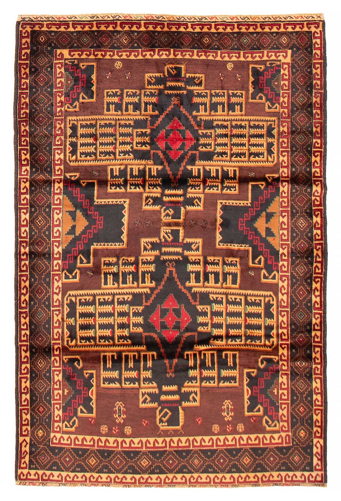Vintage 4'1" x 6'3" Traditional Hand Knotted Vegetable Dye Wool Area Rug gallery