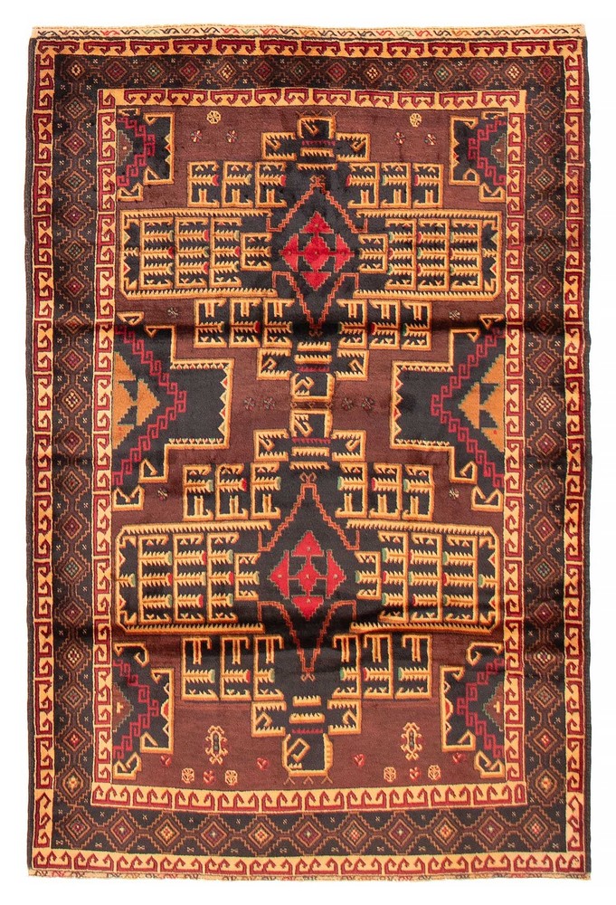 Vintage 4'1" x 6'3" Traditional Hand Knotted Vegetable Dye Wool Area Rug