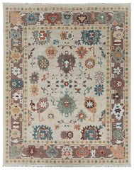 9×12 ft Beige & Brown Handmade Oushak Living Area , Oriental Floor Rug