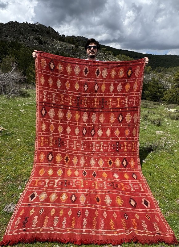 Vintage Manisa Alasehir Cicim Kilim Rug from Turkey (156 cm x 265 cm) gallery