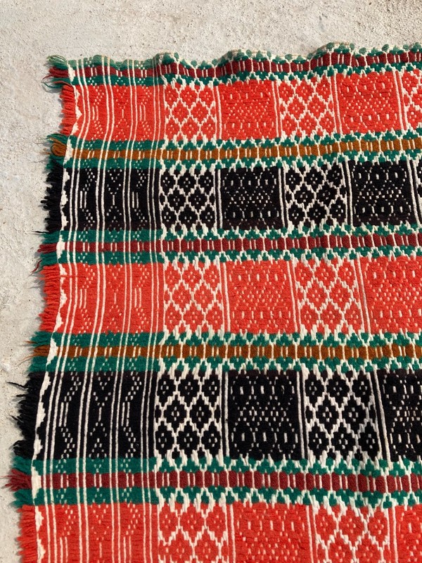 Vintage Handmade Turkish Stripes Wool Kilim Rug 163x104 cm gallery