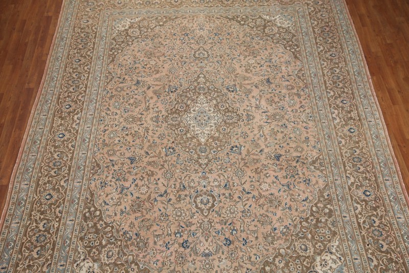 Floral Traditional Living Room Muted Rug 10x12 Handmade Wool Vintage Carpet gallery