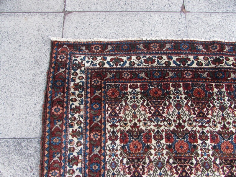 Fine Antique Traditional Hand Made Oriental Wool White Red Blue Rug 211x156cm gallery