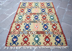 Vintage Turkish Rug 54” x 73” Kayseri Flat Woven Rug Home Decor Wool Rug