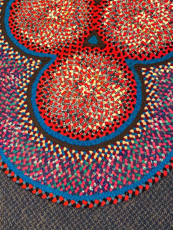 Vintage Antique Handmade Folk Art 4 Ring Wool Braided Rug gallery