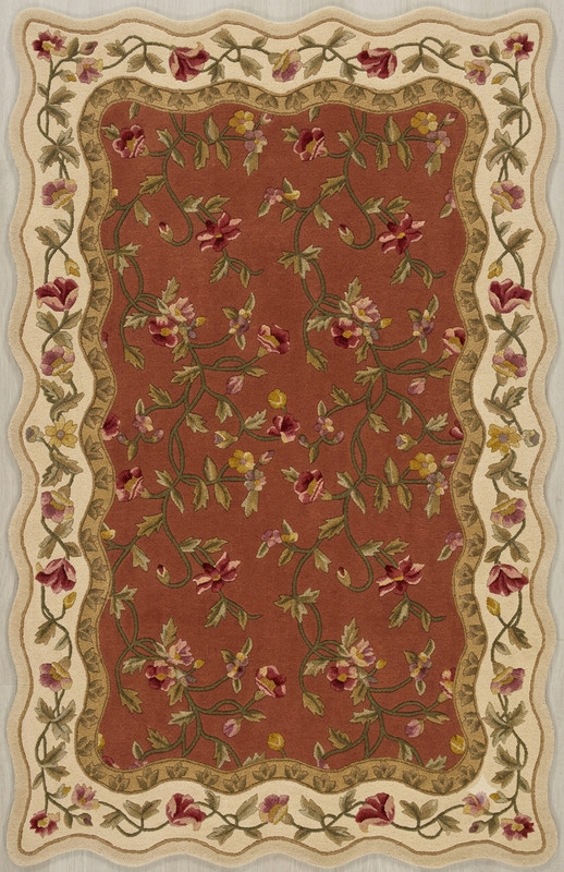 terracotta rug floral carpet French Aubusson area rug antique style rug gallery