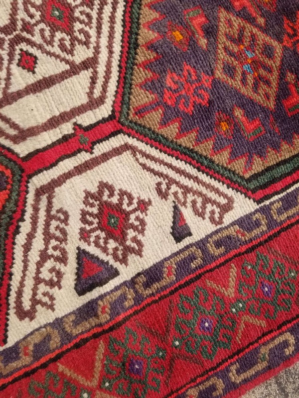 Distressed Authentic Hand Knotted Vintage Afghan Turkmen Wool Area Rug 5.7x3.9ft gallery