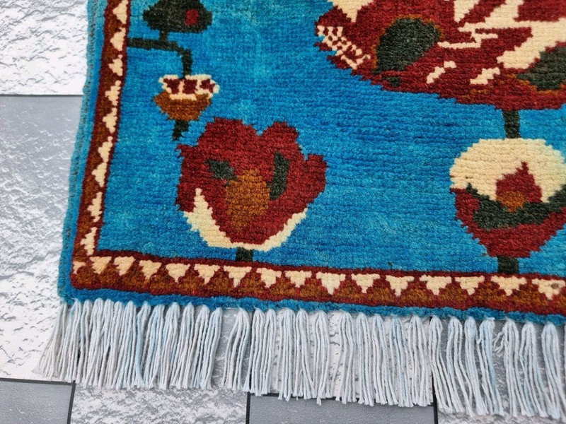 Hand Afghan Opium Flower Rug Tribal Wool With Knotted Wall Hanging Rug gallery