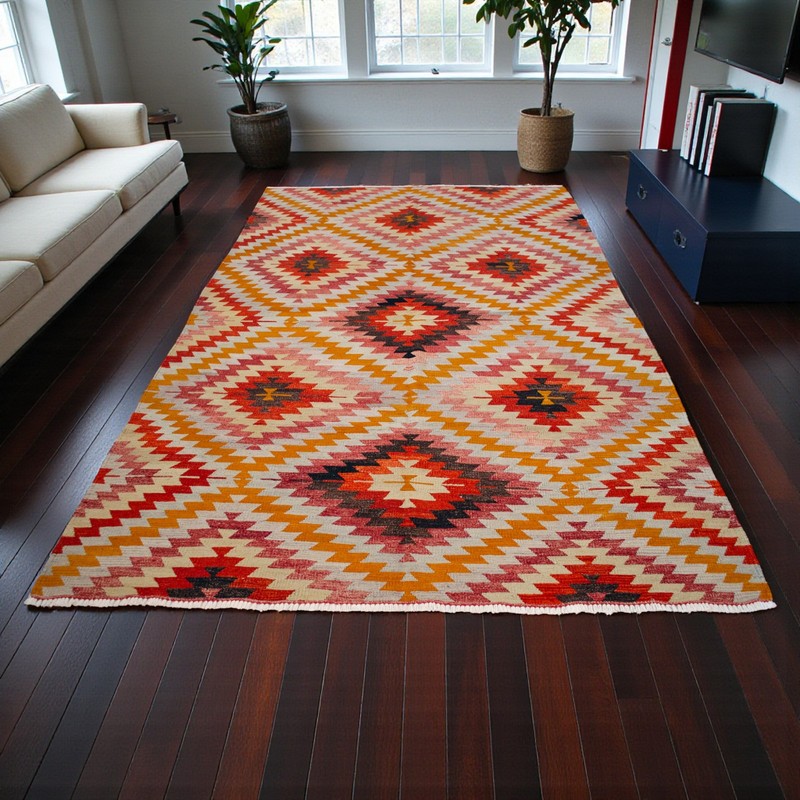 Vintage 6x10 ft Turkish Rug Kilim – 1970s Tribal Living Room Decor Bohemian styl gallery
