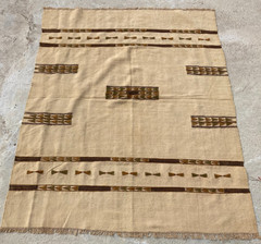 Vintage Handmade African Fulani Tribal Wool Kilim Flat-weave Rug 146×116 cm