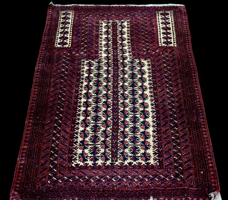 Traditional Vintage Hand-Knotted Carpet 3x5 Burgundy Brown Tan Wool Prayer Rug gallery