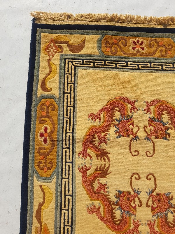 Vintage Handmade Chinese Peking Dragon Style Wool Rug 166x90 cm gallery