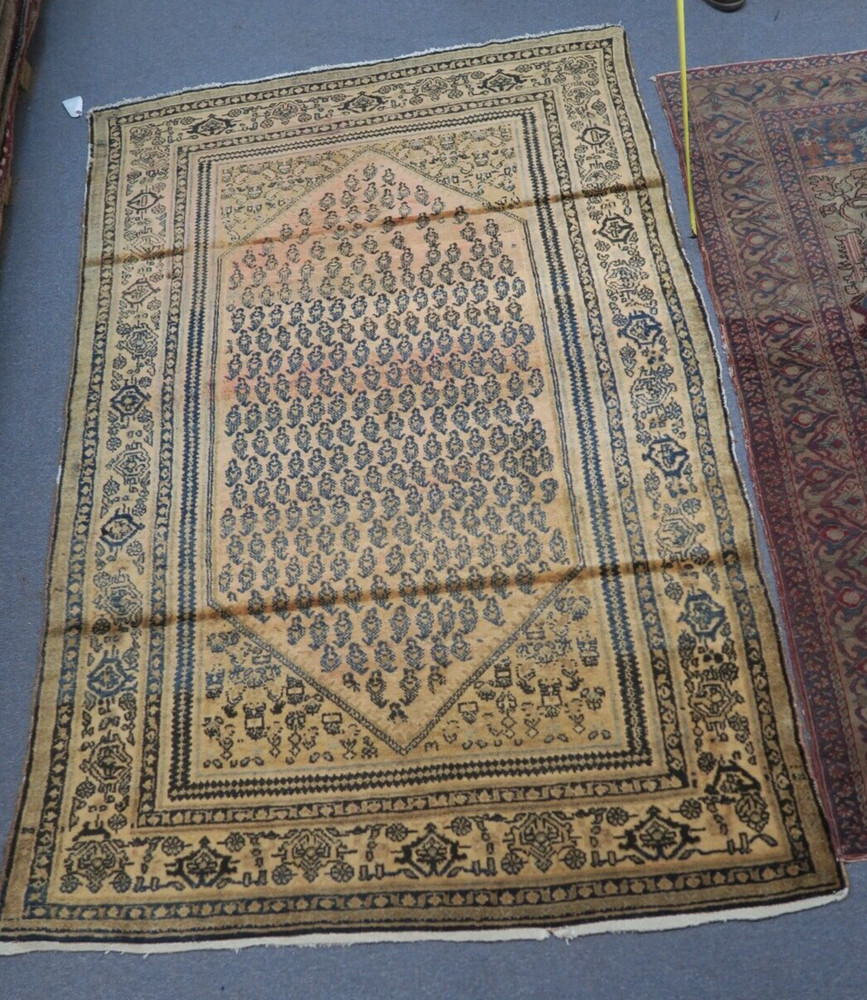 Vintage Kurdish Oriental Area Rug Hand Knotted Wool 4'3 x 6'9