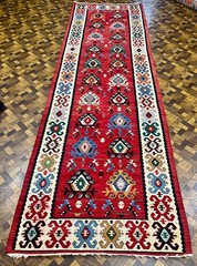 ANTIQUE TURKISH KILIM RUNNER RICH COLORS FINE WEAVE SIZE 3′ 4″x 10′ 3″