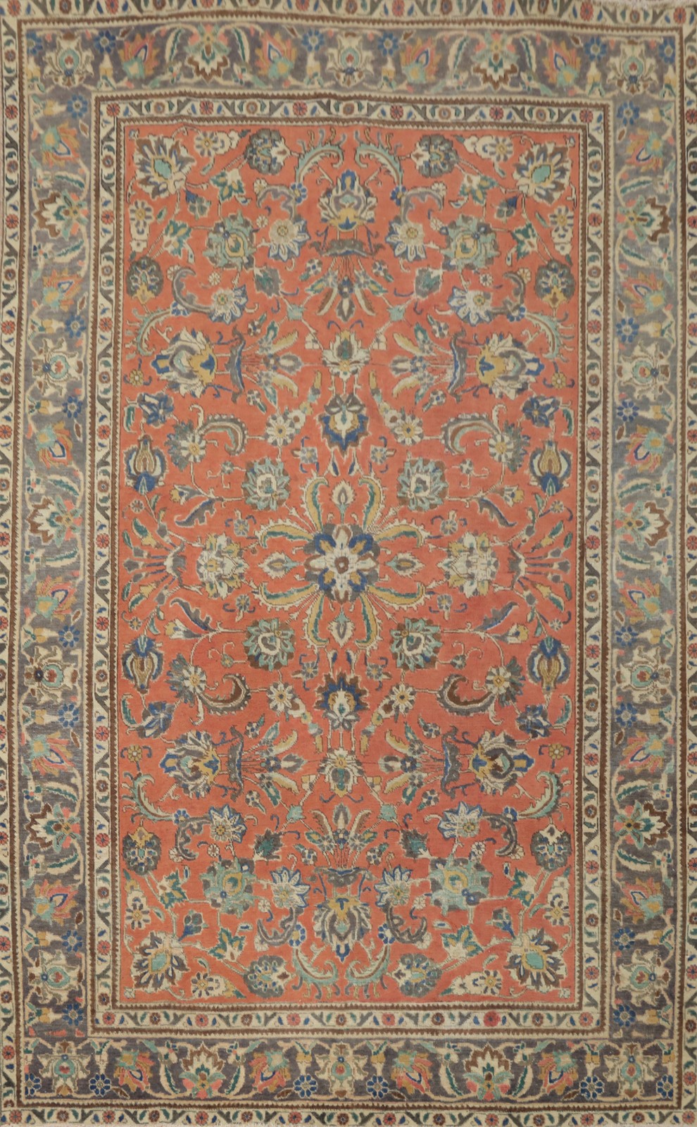 Floral Traditional Rust Wool Hand-knotted Living Room Rug Vintage Carpet 6x10 gallery