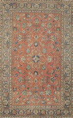 Floral Traditional Rust Wool Hand-knotted Living Room Rug Vintage Carpet 6×10