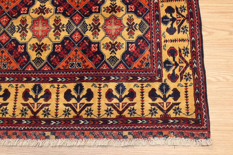 KNOTTED Turkmen Rug 100% Natural Wool 7' x 5' Double Knotted Mori Design gallery