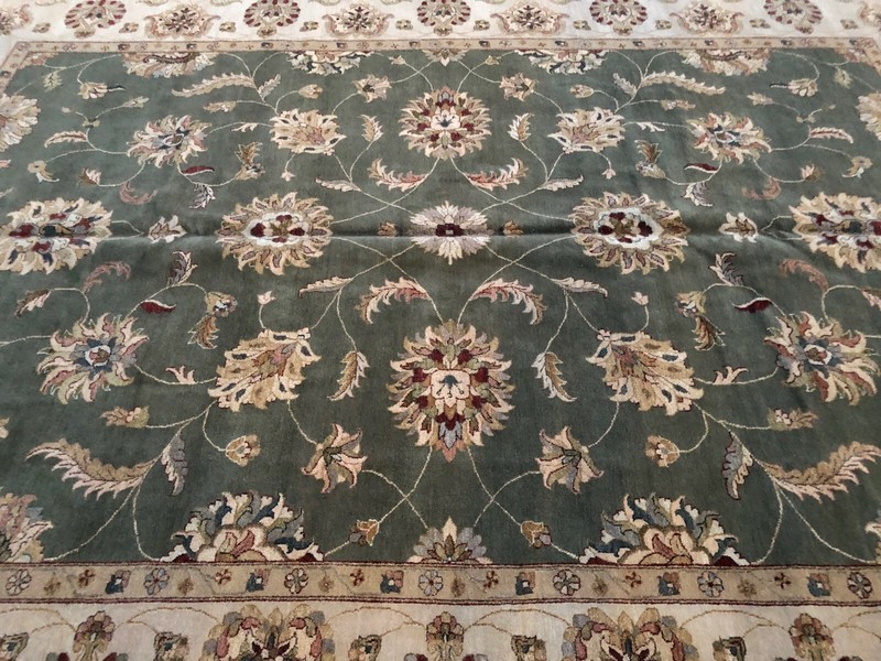 Handmade In India Chobi Design Green Area Rug 10'x14' Floral Pattern 100% Wool gallery