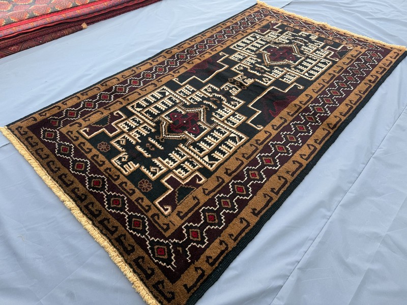 Fine Afghan Vintage Tribal Baluchi Rug 4x7 ft Hand Knotted Antique Oriental Rug gallery