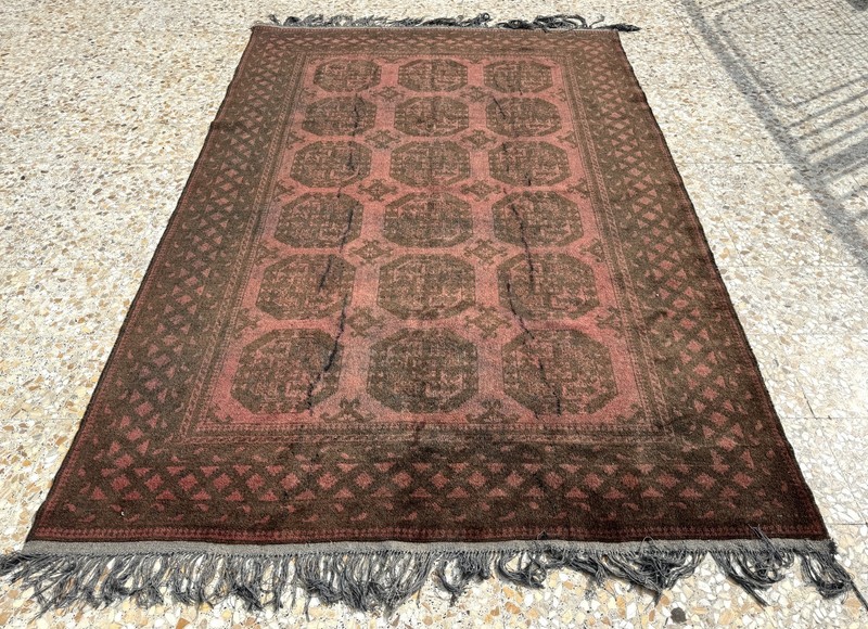 Pink Terracotta Antique Afghan Area Rug 6x9 Faded Neutral Turkmen Nomadic Carpet gallery