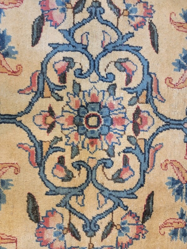Antique Oriental Hand-Knotted Wool Area Rug Beige/Green/Blue/Salmon 9'8" x 13' gallery