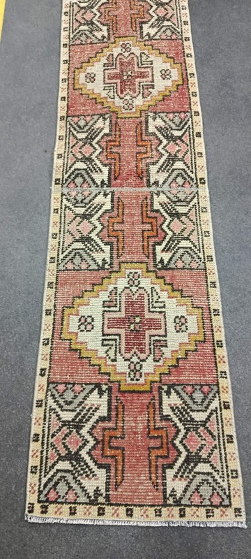 Red Turkish Vintage Runner, 1.5x5.6ft, Antique Handmade Runner, Unique Runner gallery