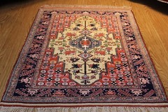 AFGHAN SILIK RUG Handmade Knotted made out of Natural Raw Silk 4′ x 6′ Turkmen