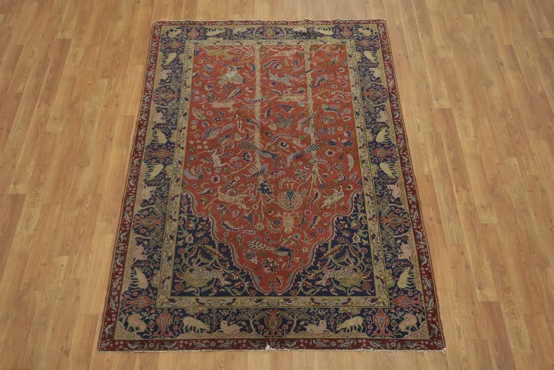 Premium Antique Traditional Wool Rug 4x6 – Vegetable Dyed Handwoven Carpet gallery