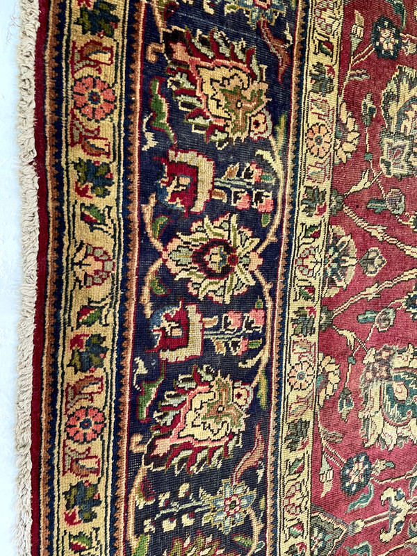 Antique Oriental Hand-Knotted Wool Area Rug Tea Washed Red/Blue 10'3" x 15'8" gallery