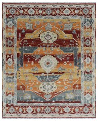 8×10 Orange Hand made Serapi Traditional Area Rugs, Oriental Floor Carpet