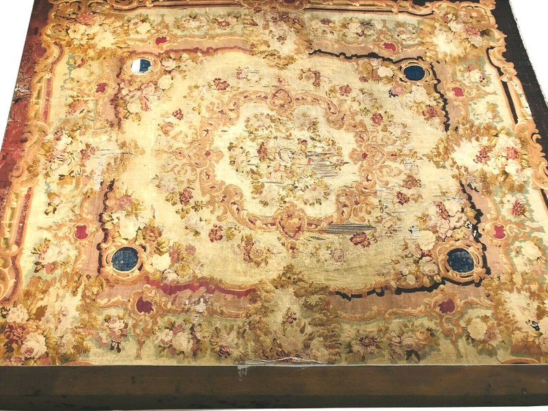 17x21 Antique French Aubusson Handmade Oversized Area Rug Shabby Chic c.1830 gallery