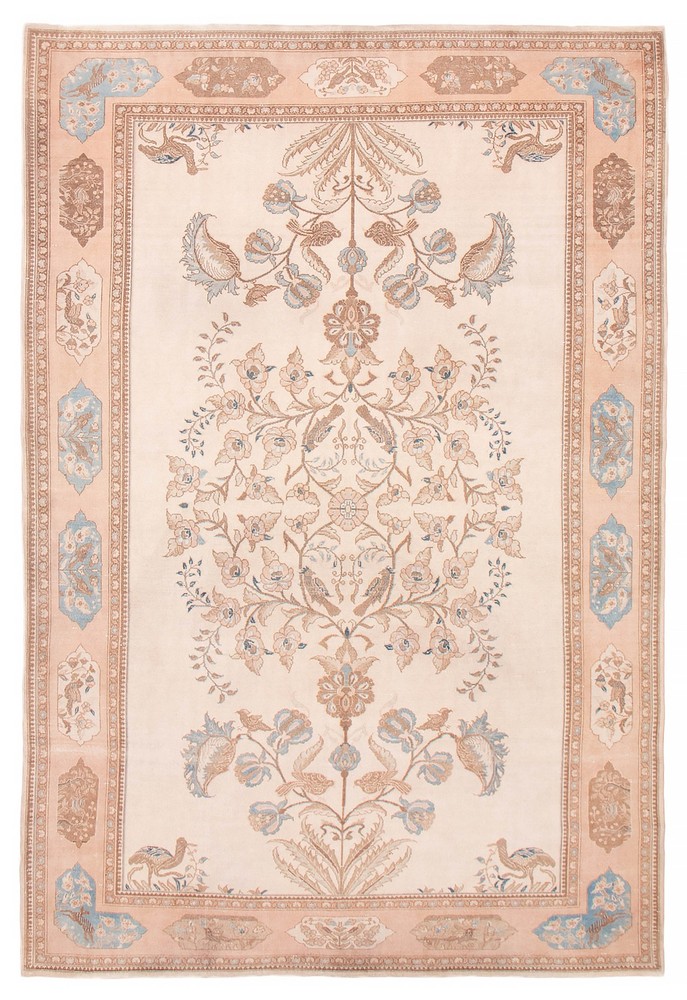 Vintage Hand-Knotted Area Rug 6'11" x 10'0" Traditional Oriental Wool Carpet