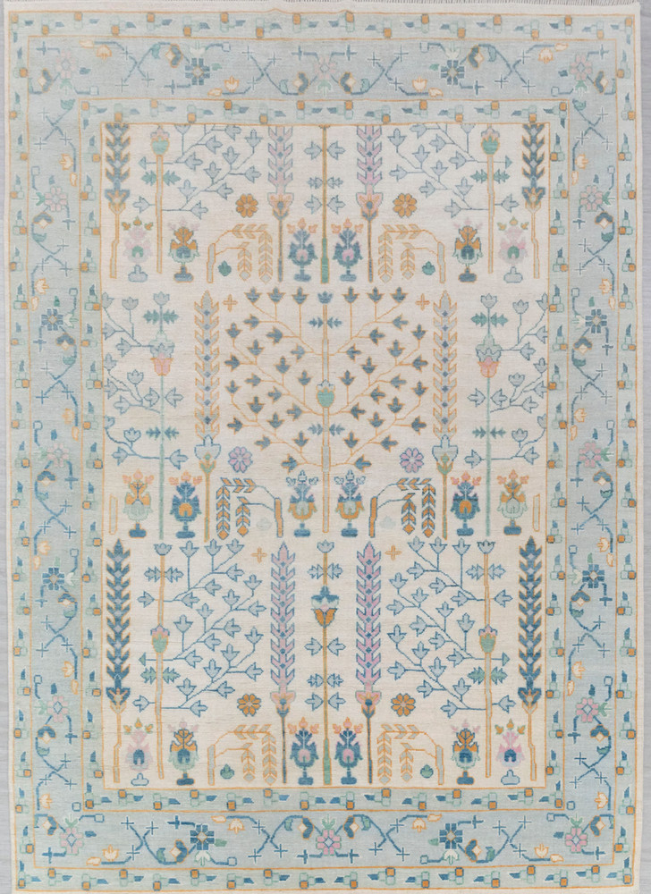 Hand Knotted Wool Turkish Oushak Area Rug 9x12 10x14 ft Muted Traditional Carpet