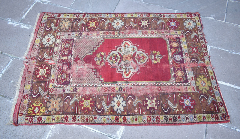 Antique Turkish Rug 39'' x 57'' Collector's Item Prayer Rug Kirsehir Wool Rug gallery
