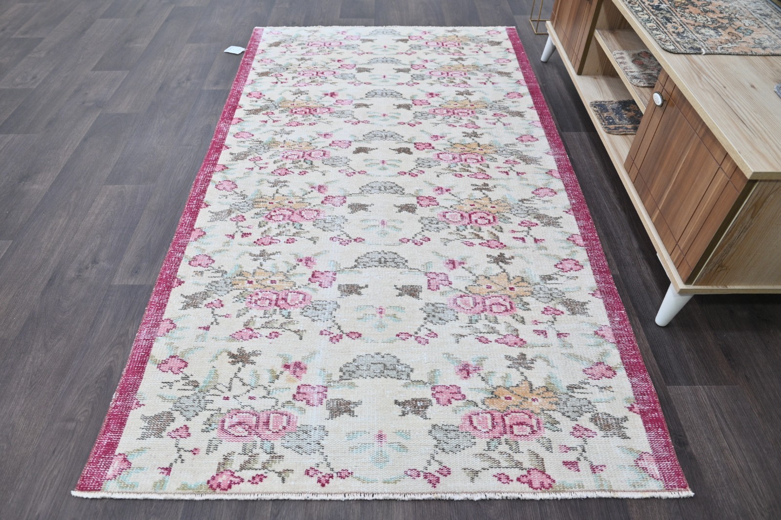 Oushak 4x7,Turkish Rug,vintage,anatolian,WHITE,kilim,Bohemian,handmade,wool gallery