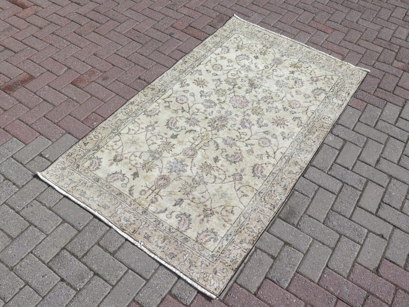 Vintage Anatolia Carpet, Distressed Rugs Floral Modern Wool Rug Handmade 43"x76" gallery