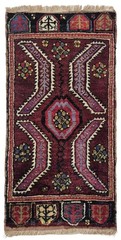 Rare Antique Konya Karapinar Mini Rug 22×44 in 100 yo Natural Dye Turkish Rug