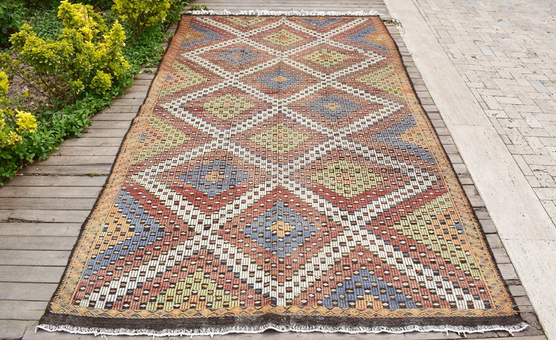 Turkish Kilim 78''x133'' Handwoven 200x340cm Primitive Cicim Kilim 6x11 Tent Rug gallery