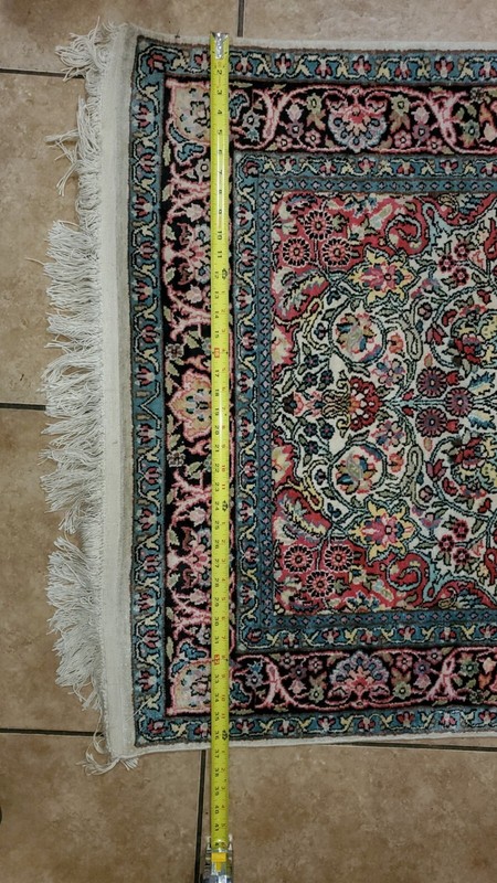 vintage oriental rug 3 ft x 5 ft handmade Kashmir 1980's unused condition gallery