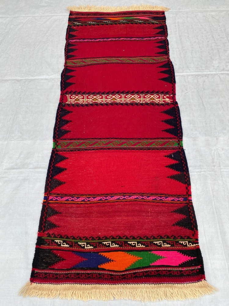 2x5 ft Afghan Sofreh Handmade Hallway Vintage Turkmen Wool Tribal Kilim Area Rug
