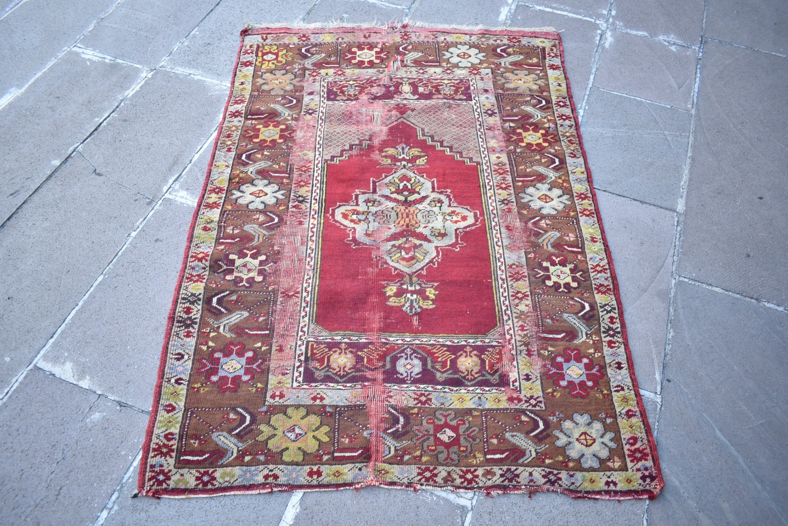 Antique Turkish Rug 39'' x 57'' Collector's Item Prayer Rug Kirsehir Wool Rug gallery