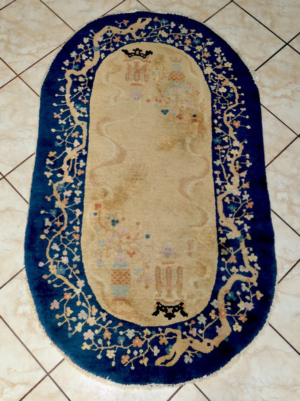 Art Deco Chinese Nichols Peking Fette H/ Knotted Oval Vases Crowns Rug 5.4x3' #2 gallery