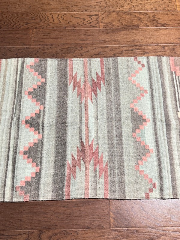 Mid Century Southwest Native American Rug Hand Woven Wool Blanket Carpet MCM gallery