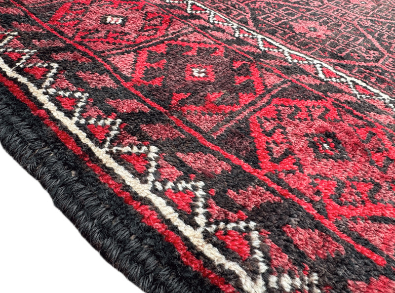 VINTAGE CLEANED BALUCHI RUG HANDMADE EASTERN WOOL TRIBAL RED CARPET 6' x 3'3" gallery
