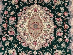 8×10 GREEN CHINESE VINTAGE RUG oriental pink big handmade antique fine wool silk