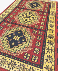 3’X5′ ANTIQUITY HAND WOVEN CAUCASIAN KAZAK TRIBAL-ARDEBILI WOOL RUG