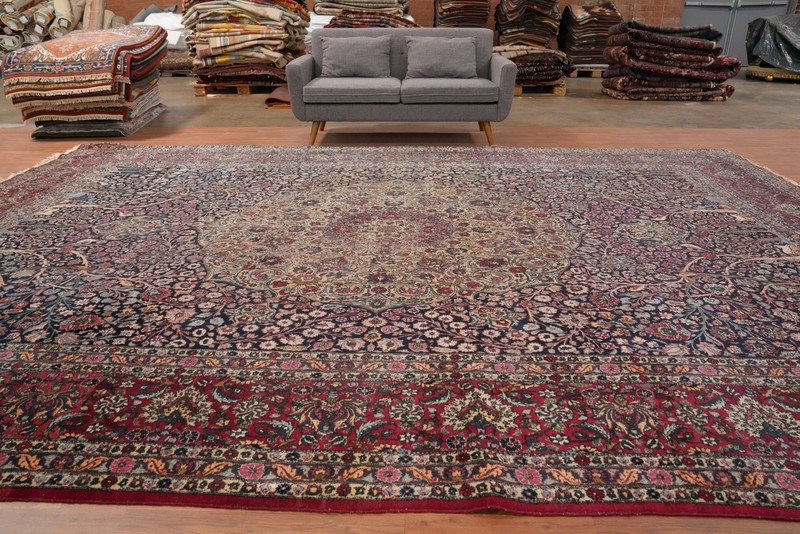 Antique Floral Large Rug 12x16 Vegetable Dye Traditional Hand-knotted Wool gallery