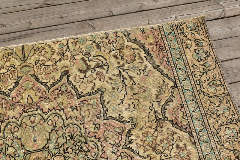 Turkish Rug 64''x55'' Bunyan Carpet Vintage 165x140cm Floral Decor Rug 5x4 gallery
