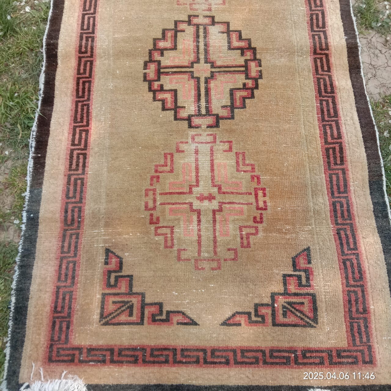 Tibetan TIBet nepal Camel Color woolen wool monks rug vintage 3x5 ft gallery